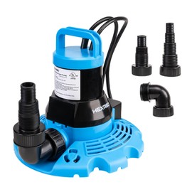 Hexago Automatic Pool Cover Pump–1/3 HP, 120V Submersible Pump with Check Valve Adapter & 33ft Extra-Long Power Cord, 2300 GPH Water Removal for Pools, Hot Tubs, Rooftops, and Water Beds