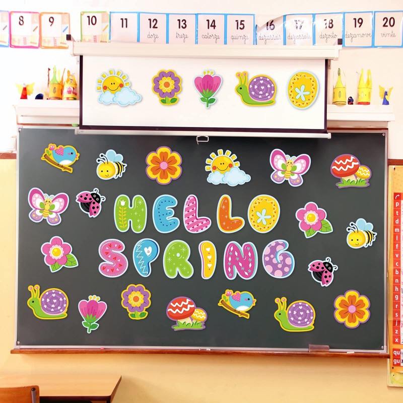 Hello Spring Cut-Outs Spring Flower Cut Outs Bulletin Board Decoration
