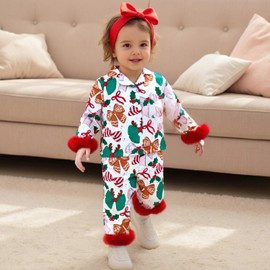 MAINESAKA Baby Girl Christmas Satin Pajamas Toddler Kids Furry Cuff Button Down Top And Pants Silk Pjs Set Sleepwear Clothes (H-Green, 2-3 Years)