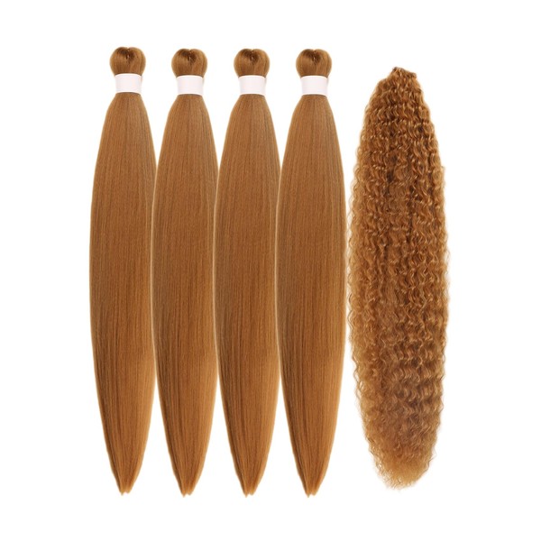 Honey Blonde Pre Stretched Braiding Hair Curly Deep Wave Boho