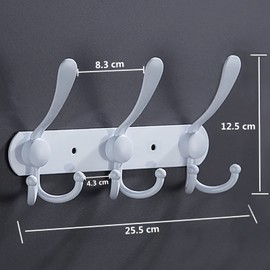 LYLIN Coat Hook, Hook Rail, Stainless Steel Rustproof Towel Hook, Wall Hook, Coat Rail, Vintage Jacket Holder, Wall for Kitchen, Bathroom, Bedroom (White, 9 Hooks, 1 Piece)