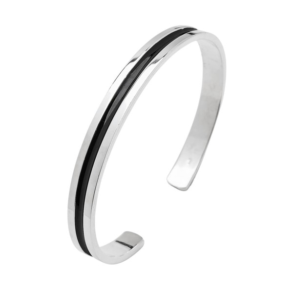 TreasureBay Men's 925 Sterling Silver Torque Silver Bangle Men's Silver