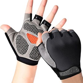 Guantes de Ciclismo para Bicicleta de Montaa Almohadilla de Espuma Absorcin de Golpes Guantes de Fitness Fitness y Deportivos Medio Dedo...           
