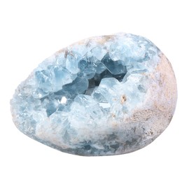 dssmboom Natural Rough Blue Colestin Crystal Mineral Samples for Crystal Collection, Irregular Geode Celestin Raw Stone for Home and Office Decoration & Chakra Balancing, 70-90mm