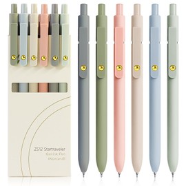 YOXMJDB Gel Pens, 6 Pcs 0.5mm Fine Point Smooth Writing Pens Cute Pens, High-End Series Black Ink Pens for Journaling Note Taking, School Office Supplies for Women Men (6 Pcs Gold Morandi)