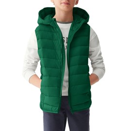 Haloumoning Boys Puffer Vest Kids Sleeveless Lightweight Puffy Down Jacket with Hood 4-14 Years