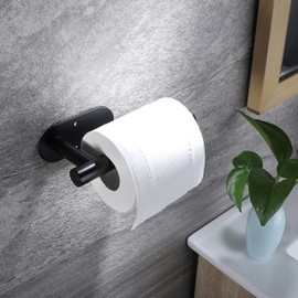 YIGII Adhesive Toilet Paper Holder - Self Adhesive Black Toilet Paper Roll Holder Wall Mount for Bathroom and Kitchen, SUS-304 Stainless Steel
