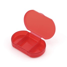 Small Pill Box 3 Outlets - Box for Medicines and Vitamins with 3 Compartments - Ideal for Travel and Daily Use (Red)