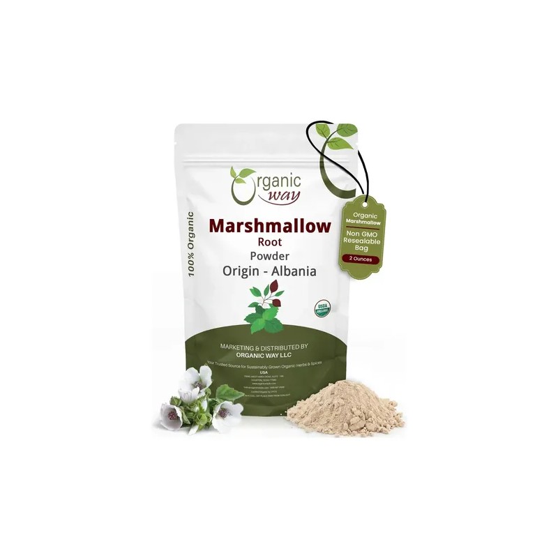 Organic Way Polvo Raíz Malvavisco Orgánico 2oz Té Herbal