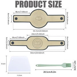 4Stück Silikon Backmatte für Dutch Oven,Wiederverwendbare Dauerhaft Silikon Backmatte Brot mit Langen Griffen für Brottop,Leicht zu Reinigen Antihaft Backmatte Brot Teigmatte mit Teigschaber&Backpinse