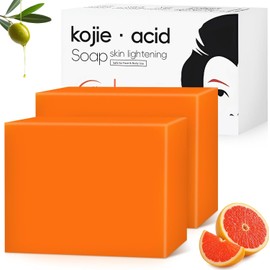 2 PC Kojic Acid Soap, Jabon de Acido Kojico Jabn para Iluminar la Piel, Reduce los Poros, Limpia y Elimina el Maquillaje, Baa y Mejora el Tono Desigual de la Piel.