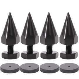 Flushbay Set of 4 Speaker Spikes M6 Black Audio Speaker Insulator Carbon Iron Spike Receptor Sound Enhancer Height Adjustable Noise Prevention Audio Supplies (M6)