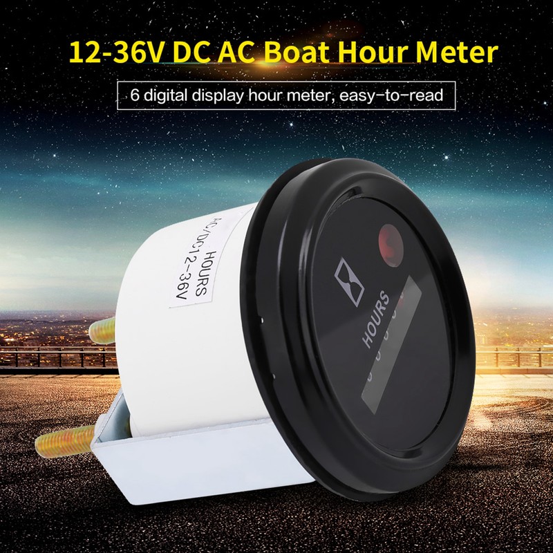 12‑36V DC AC 6 Digit Accurate Round Quartz Hour Meter