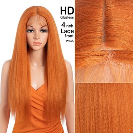 Noble Satr 150% Density 13x4x1 Yaki Synthetic Lace Front Wig Black Long Yaki Straight Hair Glueless Lace Front Wigs for Black Women 26 inch OR16#