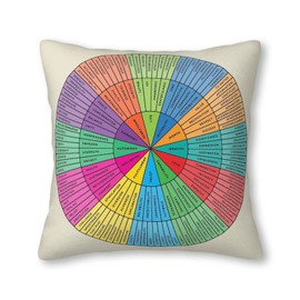Wheel of Emotions Feelings Chart Rainbow Decorative Throw Pillow Covers 18x18 in Therapy Office Home Decor Square Throw Pillow Case for Bedroom Living Room Sofa Car Cushion