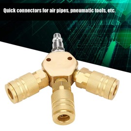 1/4 Inch T Shape Three-Way Pneumatic Connector T Quick Coupling Air Gas Pneumatic Pipe Connector Tool