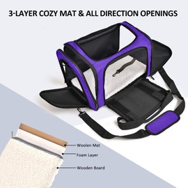 Henkelion Pet Carrier for Small Medium Cats Dogs Puppies up to 15 Lbs, Airline Approved Small Dog Carrier Soft Sided, Collapsible Travel Puppy Carrier - Purple