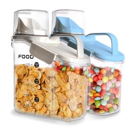 Besmall Lebensmitteleimer mit Messbecher BPA-freier Küche Getreide Lagerung Vorratsgläser Luftdichte Vorratsbehälter für Lebensmittel Wasserdichter Aufbewahrungsbehälter (2 PCS-1.5L Blau+Weiß)