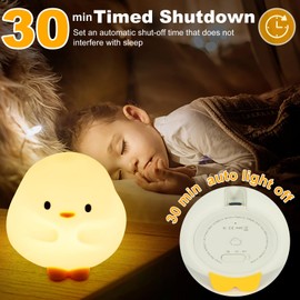 Daixinde Cute DuDu Duck Night Light, Silicone Duck Lamp Light, Squishy Led Lamp, Rechargeable Dimmable Animal Nightlight with 30 Minutes Timer & Touch Control for Bedroom Living Room Gift Decor