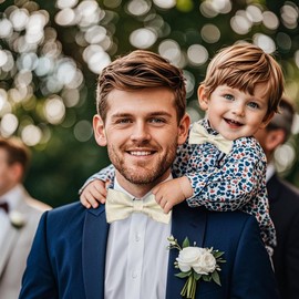 BEWDIO Beige Baby Boy Bow Ties, Kids Pre-Tied Bowties for Mens Party Wedding (61-08M)