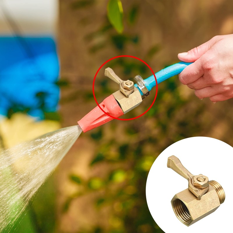 Hourleey 2 Pack Solid Brass Garden Hose Shut Off Valve