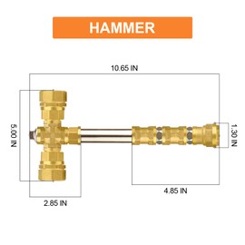 GASHER Small Hammer, DIY Toy Handmade Golden Decorative Hammer, 11 inch Length