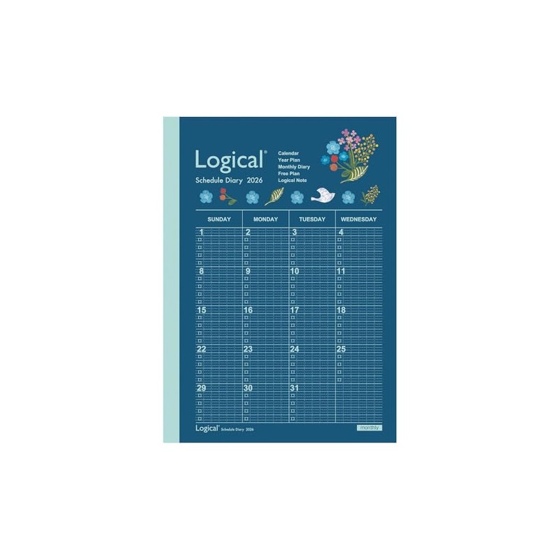 Nakabayashi Logical Diary 2026 Monthly Note Type A/B6/Flower NS-B602-26AS2