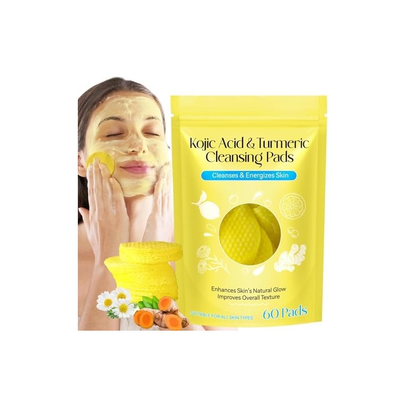 Almohadillas Limpiadoras de Cúrcuma y Ácido Kójico, 40 Piezas