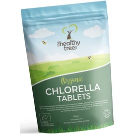 Organic Chlorella Tablets by TheHealthyTree Company - High in Vitamin B12 and E, Iron, Protein and Amino Acids - UK Certified Cracked Cell Wall Vegan Chlorella, 300 x 500mg (150g)