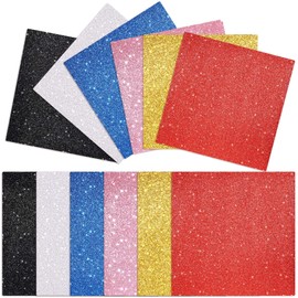 6 Pcs Glitter Cardstock Glitter Foam Sheets 10 x 10 inch Premium Cardstock Self Adhesive Sticky Paper for Grad Caps Decoration Art Crafts Projects Topper DIY Craft Scrapbook