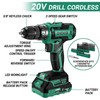 Green Drill Tool Kit Set: 20V Cordless Power Drill Tool