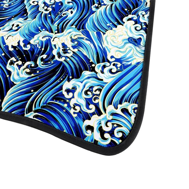 4PCS Universal JDM Water Wave Blue Racing Fabric Floor Mats