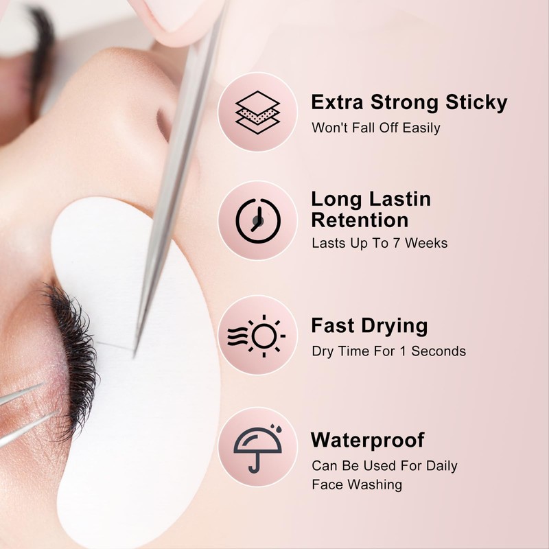 FADVAN Professional Eyelash Extension Glue - 1 Second Fast Dry,