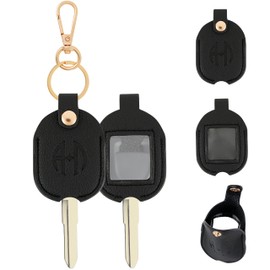 ANHBKAR Leather Car Key Fob Cover Sleeve Holder for Broken Keys – Smart Remote Protector Case with Keychain for Men & Women (Black 01, Large)