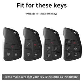 ontto Car Key Fob Cover Fit for Buick for Chevy 2021-2024 Suburban Tahoe GMC Yukon for Buick Encore Avenir Smart Alloy Leather Key holder Shell case keyring keychain protector accessories Red C