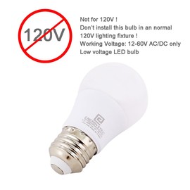 12V-60V LED Light Bulb E26 Regular Light Base, 4000K Daylight, 12V AC DC Low Voltage 3W LED Equivalent 25W Incandescent Lamp, Medium Screw Base, 12V 24V 32V 36V 48V 60V A15 Bulb, Not for 120V, 4 Pack