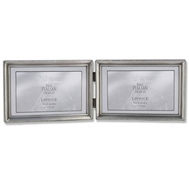 Lawrence Frames Bead Border Design, 6x4 Double, Pewter