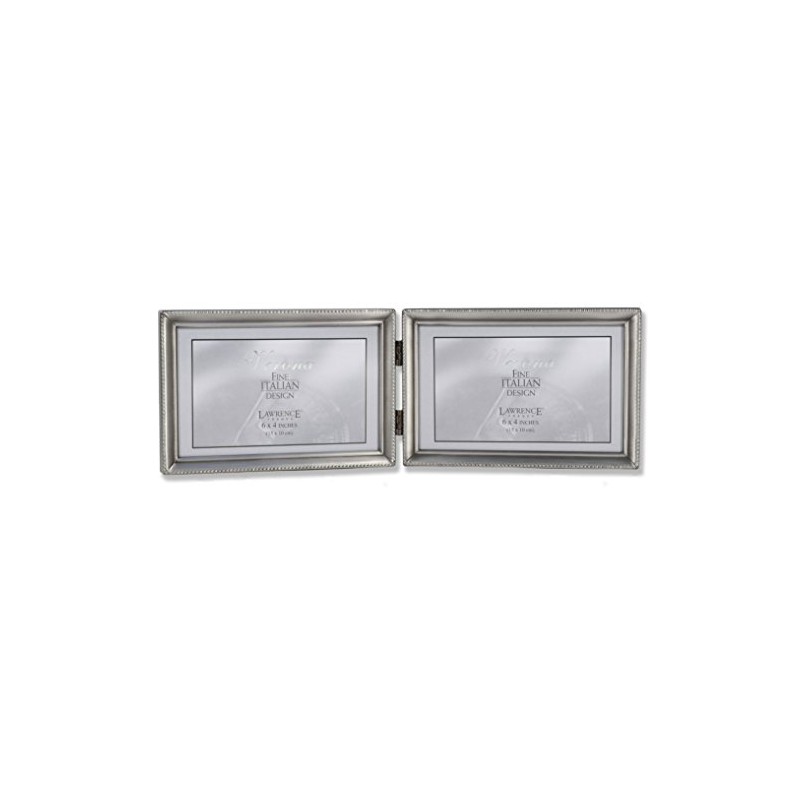 Lawrence Frames Bead Border Design, 6x4 Double, Pewter