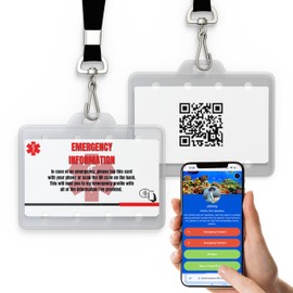 Sharewear Emergency Medical Card - NFC & QR Code Enabled, Waterproof, Includes Lanyard, Customizable Digital Profiles, Ideal for Medical Conditions & Emergency Contact Info, Cruise Cards (1)
