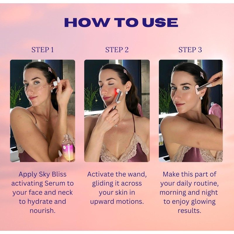 Sky Bliss 4-in-1 Skin Care Tool – Red Light Glow