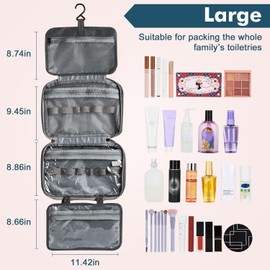 Bolsa de Aseo de Viaje Colgante Organizador, JASUVII Makeup Bag de Gran Capacidad, para Accesorios de Viaje Artículos de Tocador Baño, Afeitado y Maquillaje para Hombres y Mujeres (negro)