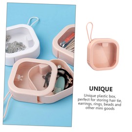 Housoutil Portable Hair Tie Organizer Box Durable Storage Case for Hair Accessories Rings and Jewelry Compact Design for Travel and Home Use Pink Color