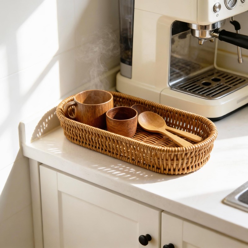 Dealpoli Wicker Storage Basket, Rattan Baskets for Storage, Hand-Woven Wicker