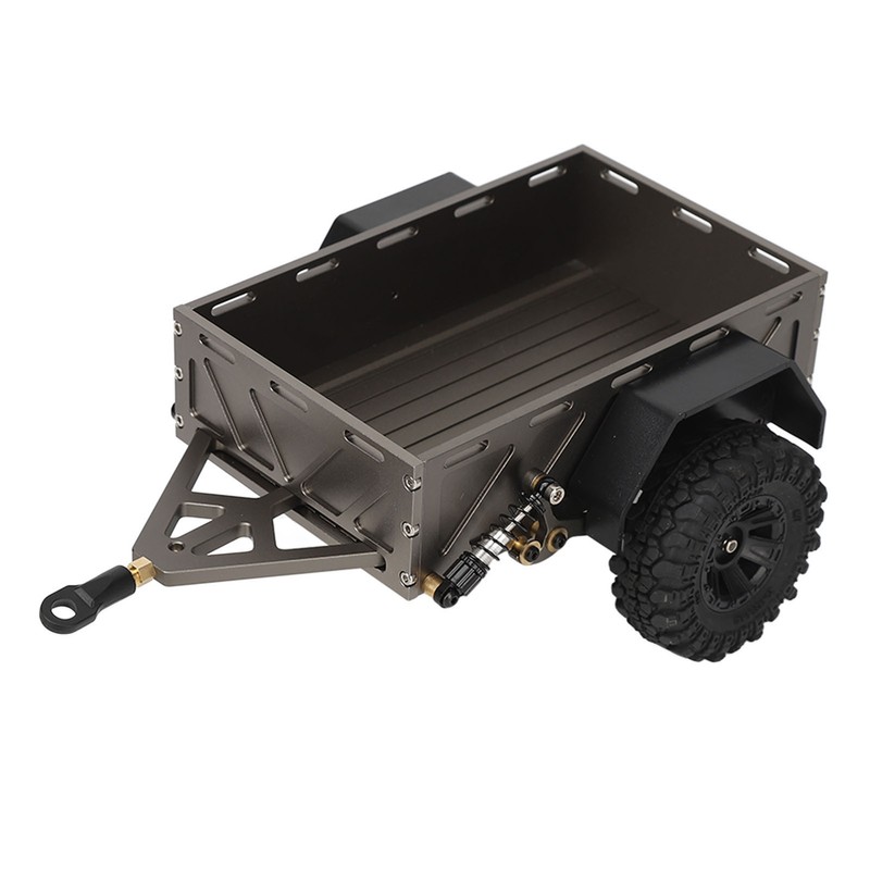 RC Car Hitch Trailer Aluminum Alloy Antislip Rubber Tire Rustproof