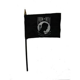 POW MIA POWMIA Prisoner of War 4"x6" Flag Desk Set Table Stick Black Base Vivid Color and UV Fade Resistant Canvas Header and polyester material