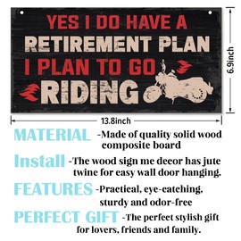Farmhouse Wall Decor, Decorative Wall Plaque, Harley Davidson Hanging Decor, Riding Wall Art, Riding Lover Gift for Men Granddad Dad Brother, Yes I Do Have A Retirement Plan, I Plan To Go Riding Sign
