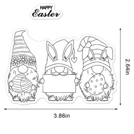 Easter Gnomes Clear Stamps for Card Making and Journaling, Cute Gnome Silicone Stamps Easter Words Banner Rubber Stamps for Scrapbooking DIY Cards Album Crafts Supplies
