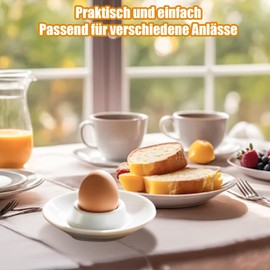 Set of 6 Egg Cups, Egg Cups Made of Plastic, White, Food Grade, Stackable Round Egg Holder Set for Breakfast, Kitchen & Camping