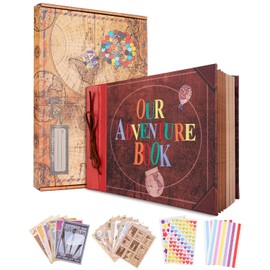 Our Adventure Book Photo Album Leather Design Scrapbook Album, 80 Pages Travel Photo Album for Gluing, Wedding Guest Book, Birthday, Anniversary Gift, Valentine's Day Gifts