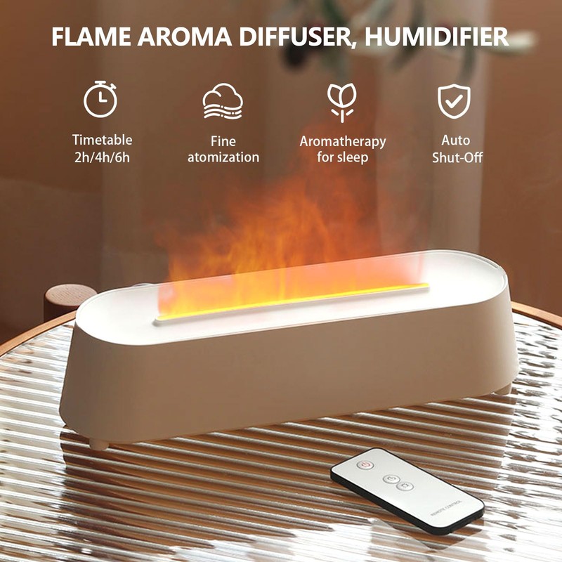Flame Essential Oil Diffuser, Air Humidifier with 7 Colors Light,